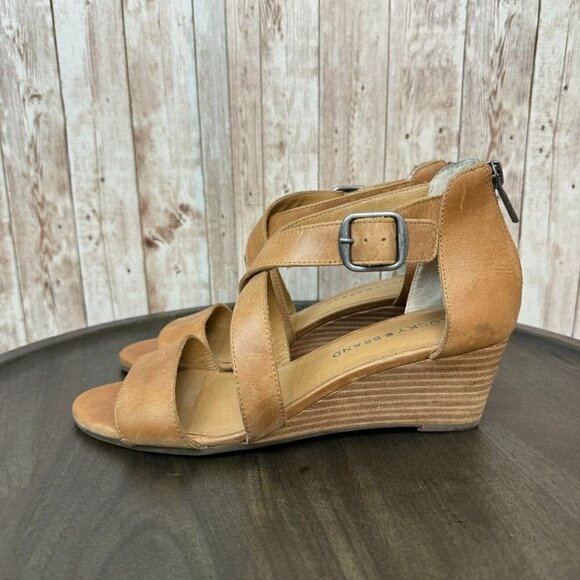 Lucky Brand Womens Jestah Wedge Sandals Ankle Strap Leather Zip-Up Size 7M - Picture 4 of 12